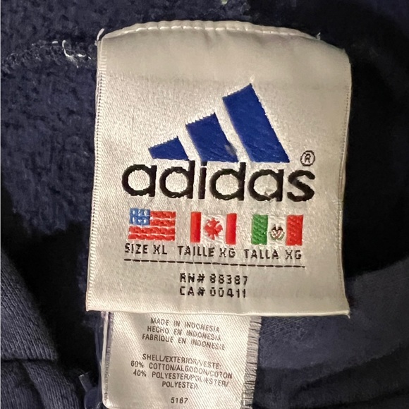 COPY - Vintage Navy Adidas 1/4 zip Hoodie with lime green logo. Split hem. Sz XL - Picture 3 of 12